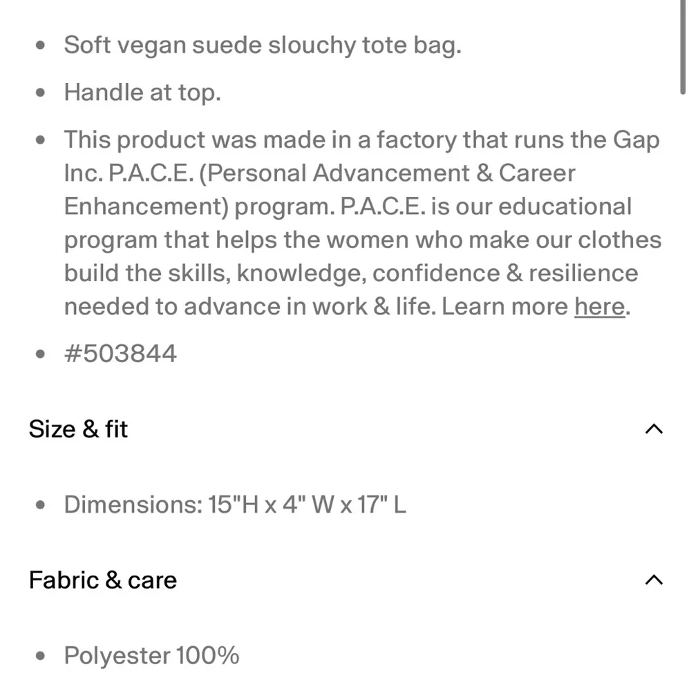 GAP Vegan Suede Slouchy Tote Bag – NWT - Picture 3 of 7